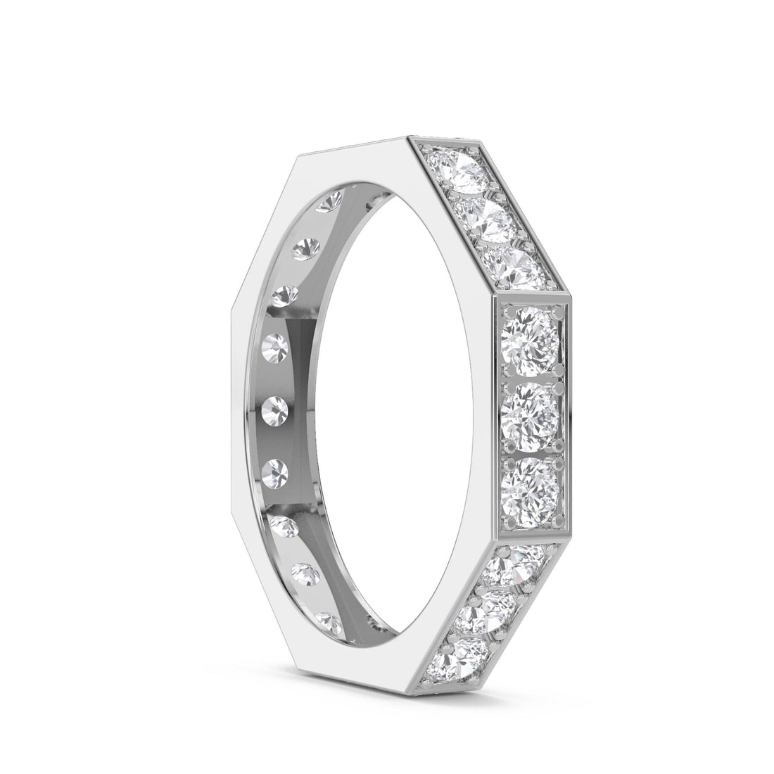 Octagon Eternity Diamond Men's Band (Silver)