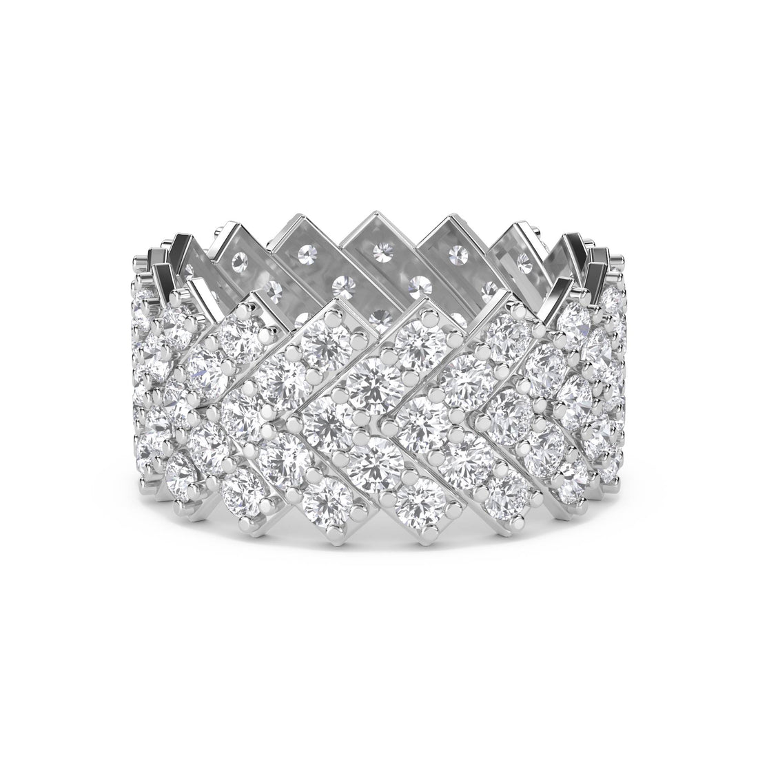 Zigzag Pave Wide Men's Band (Silver)