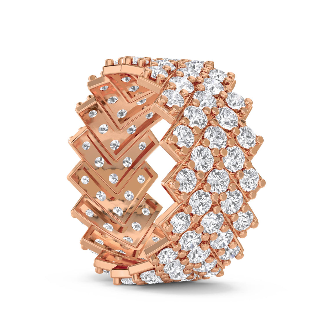 Zigzag Pave Wide Men's Band
