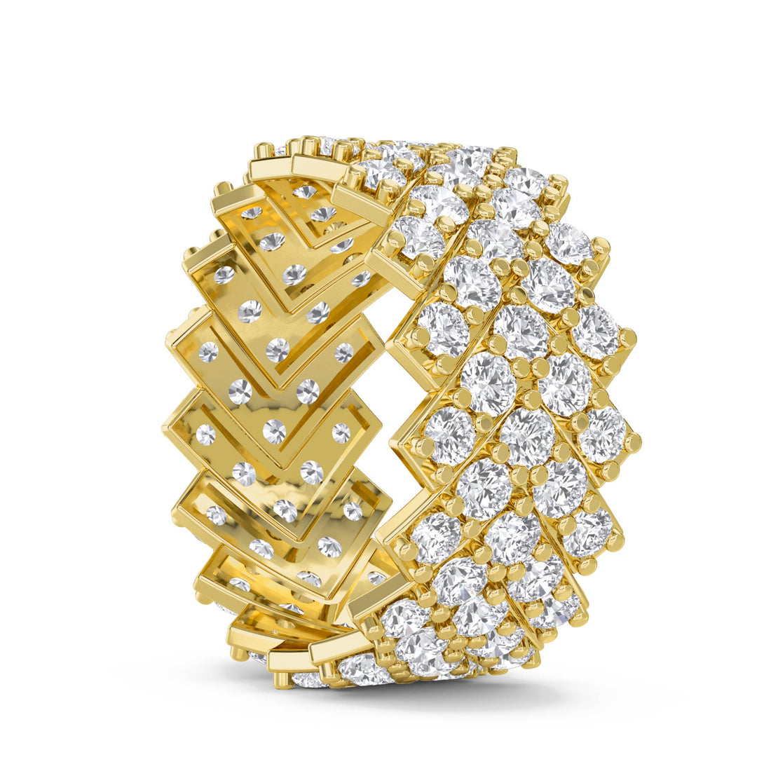 Zigzag Pave Wide Men's Band
