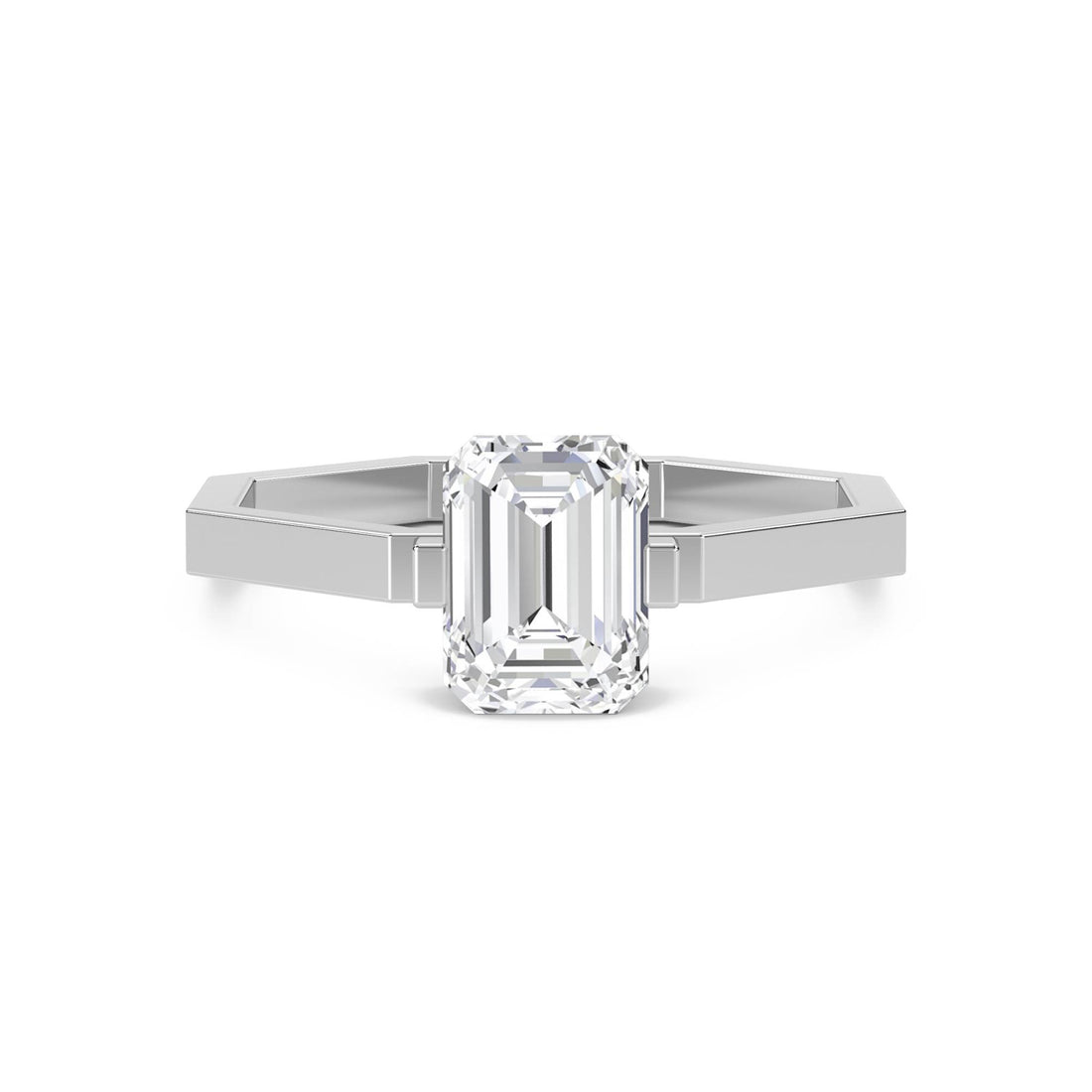 Emerald Cut Solitaire Men's Ring (Silver)