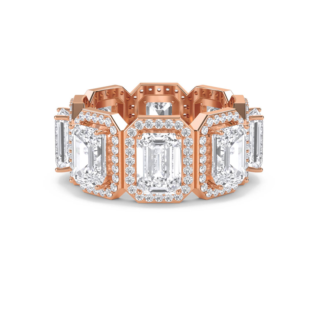 Emerald Halo Eternity Men's Ring