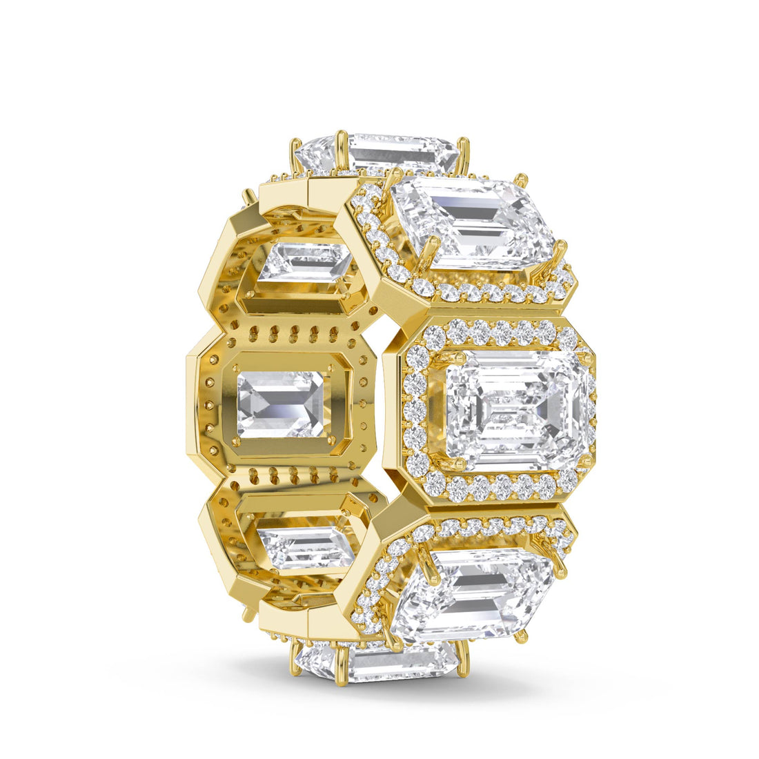 Emerald Halo Eternity Men's Ring