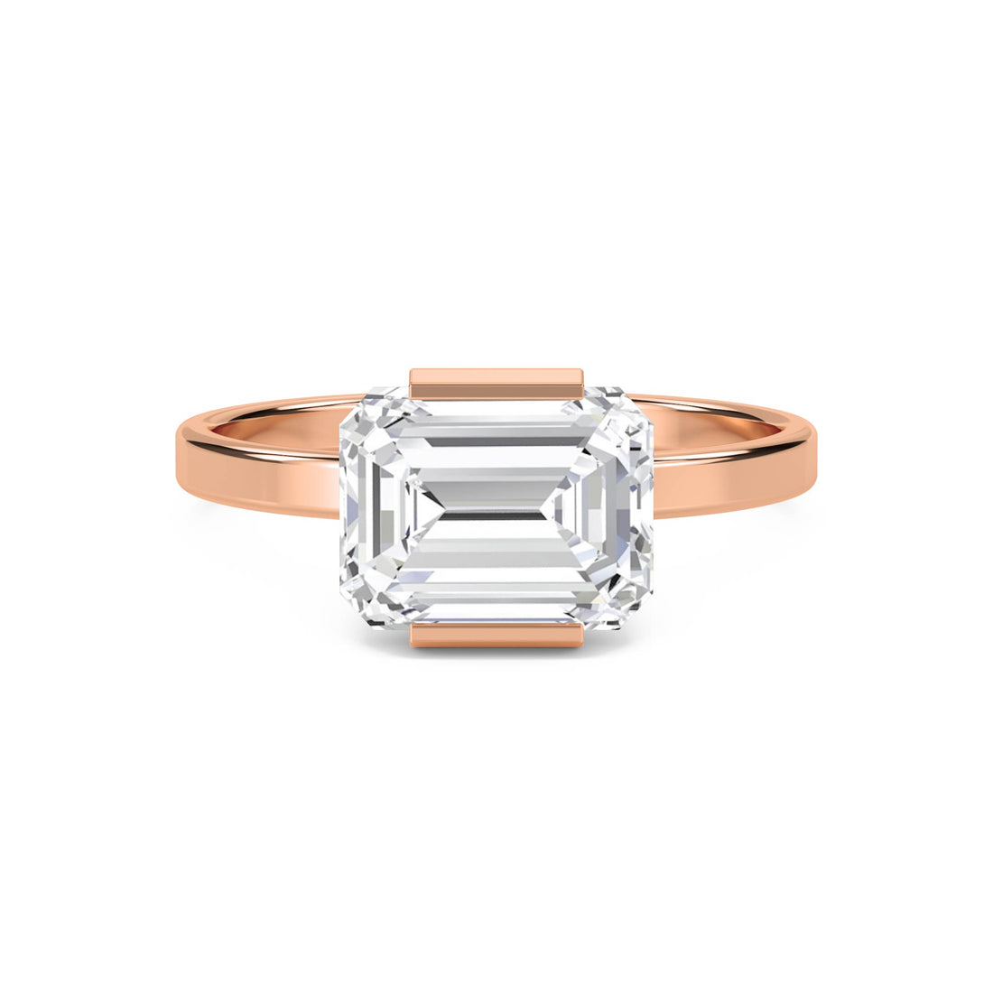 East-West Emerald Solitaire Men's Ring