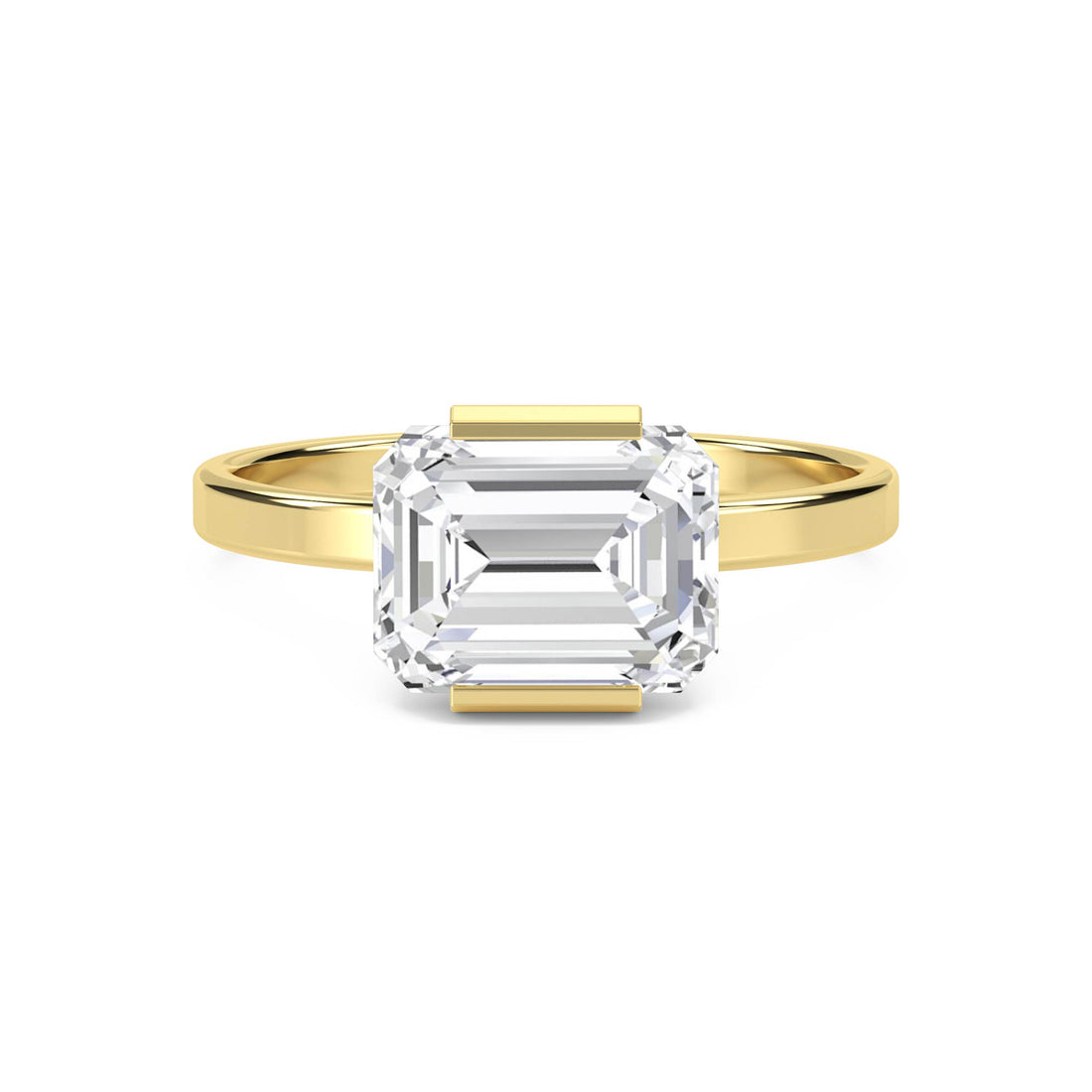 East-West Emerald Solitaire Men's Ring