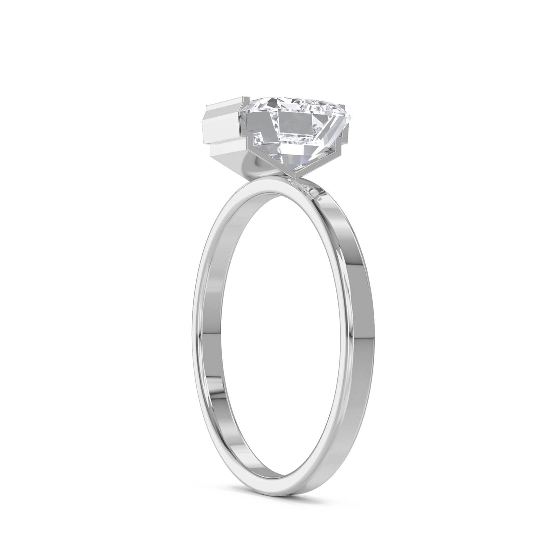 East-West Emerald Solitaire Men's Ring (Silver)