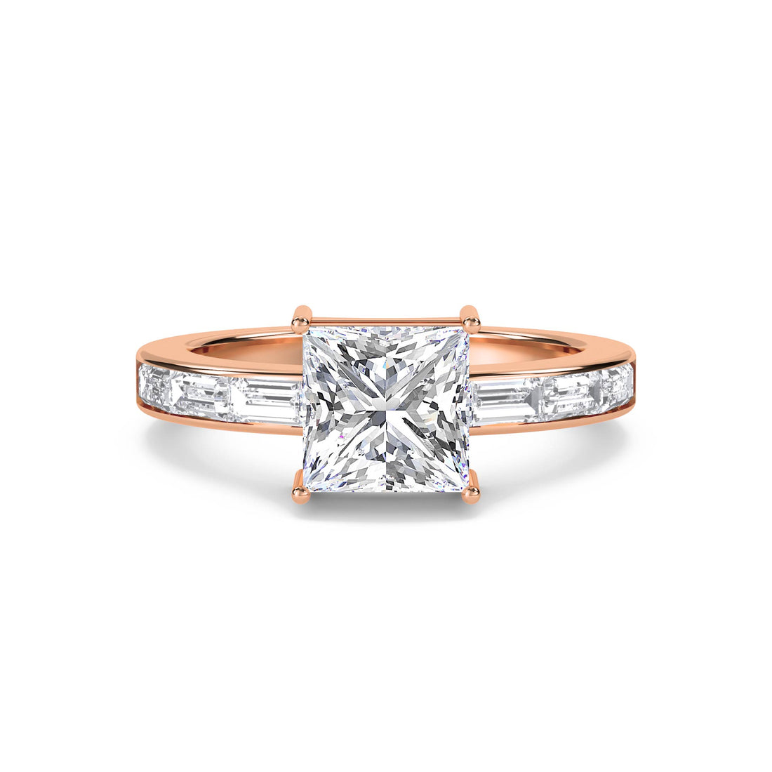 Princess Solitaire Baguette Shoulder Men's Ring