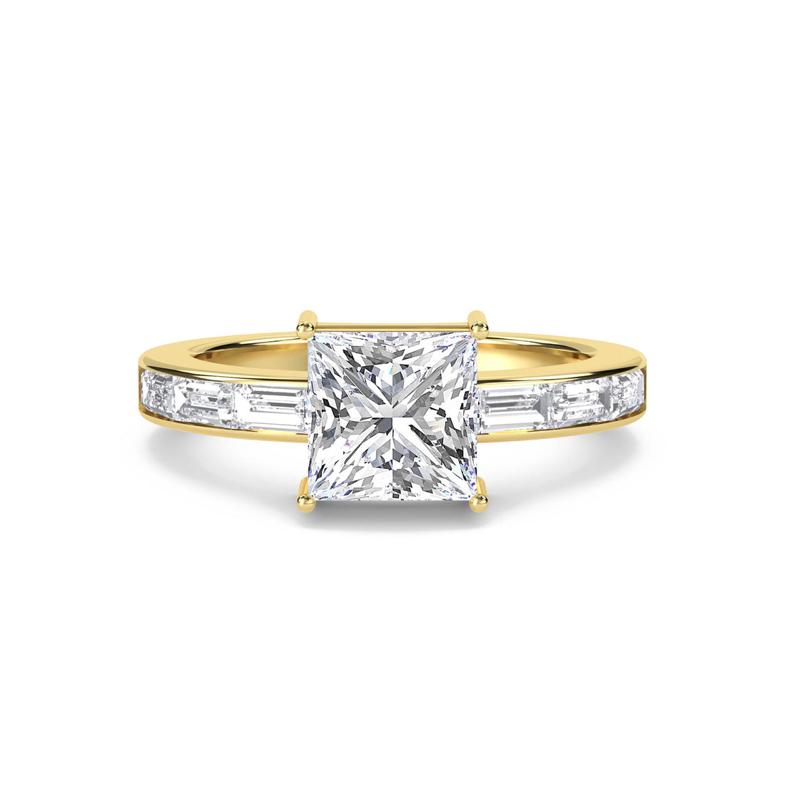 Princess Solitaire Baguette Shoulder Men's Ring