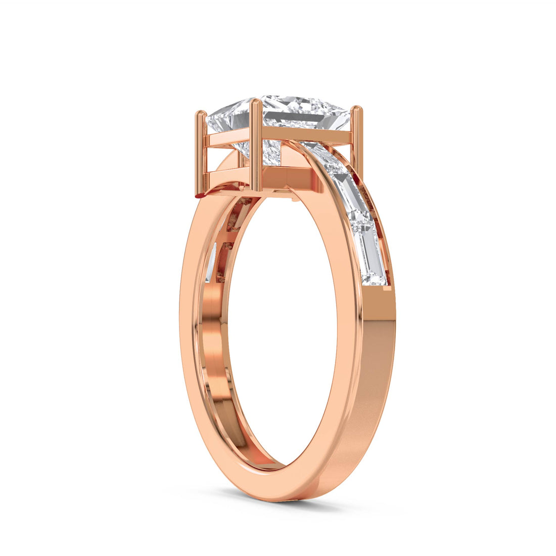 Princess Solitaire Baguette Shoulder Men's Ring