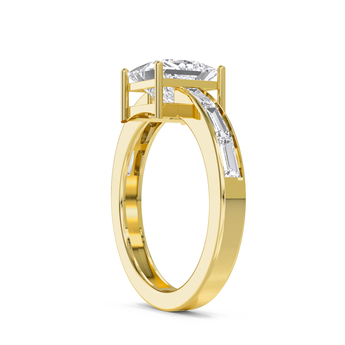 Princess Solitaire Baguette Shoulder Men's Ring