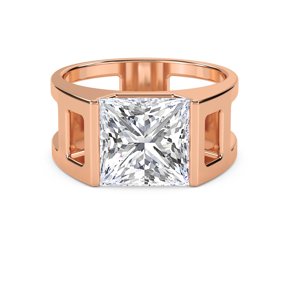 Princess Cut Open Shank Men's Ring