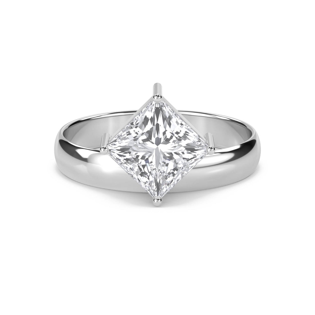 Kite Set Princess Solitaire Men's Ring (Silver)