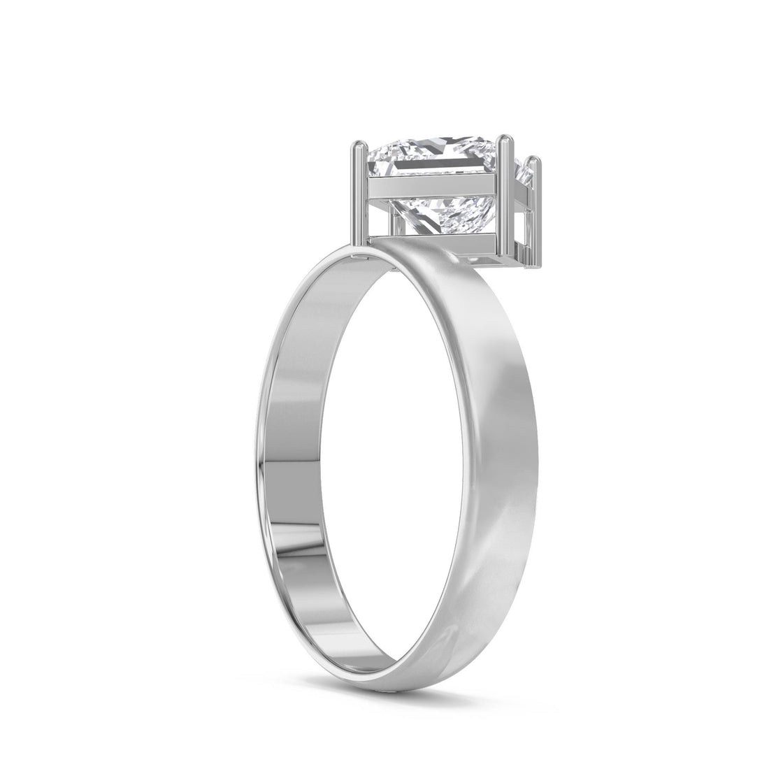 Kite Set Princess Solitaire Men's Ring (Silver)