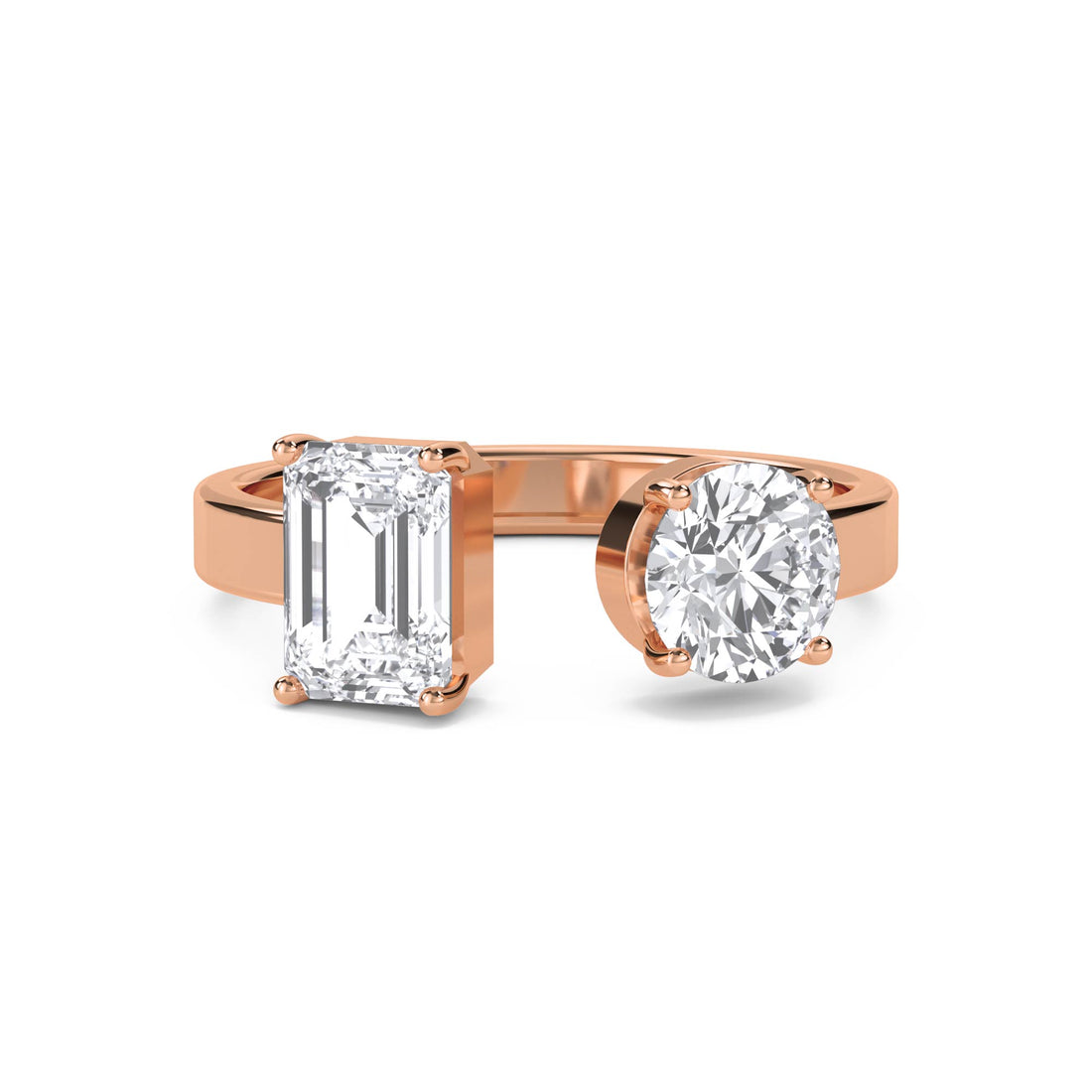 Toi et Moi Emerald Round Men's Ring
