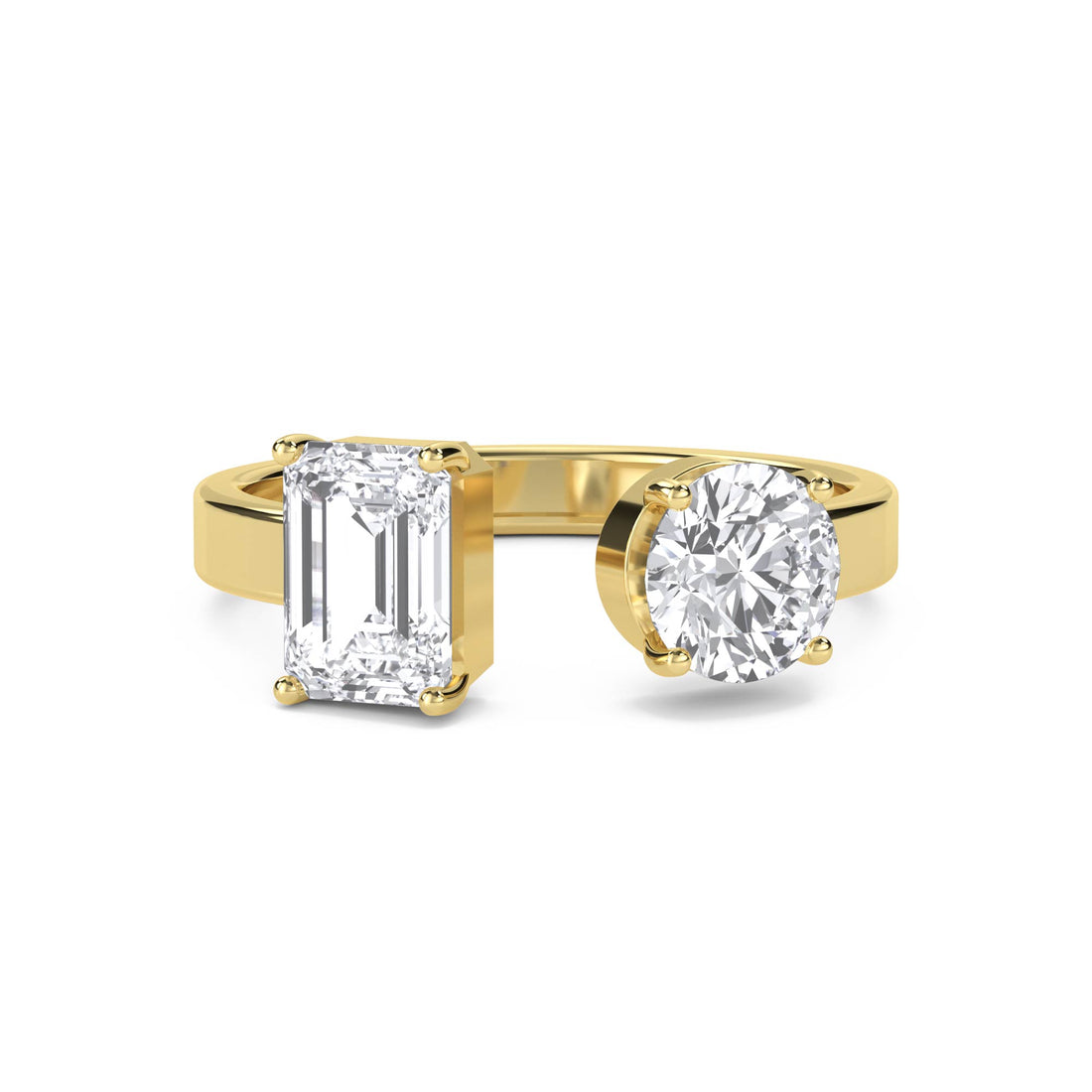 Toi et Moi Emerald Round Men's Ring