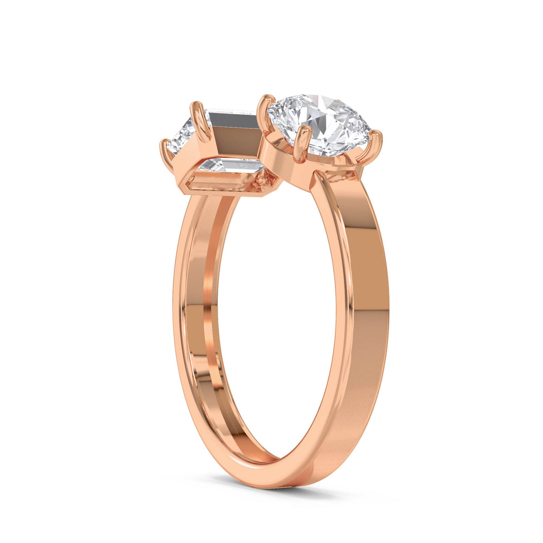 Toi et Moi Emerald Round Men's Ring