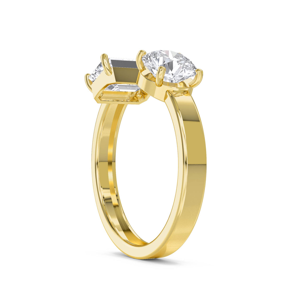Toi et Moi Emerald Round Men's Ring
