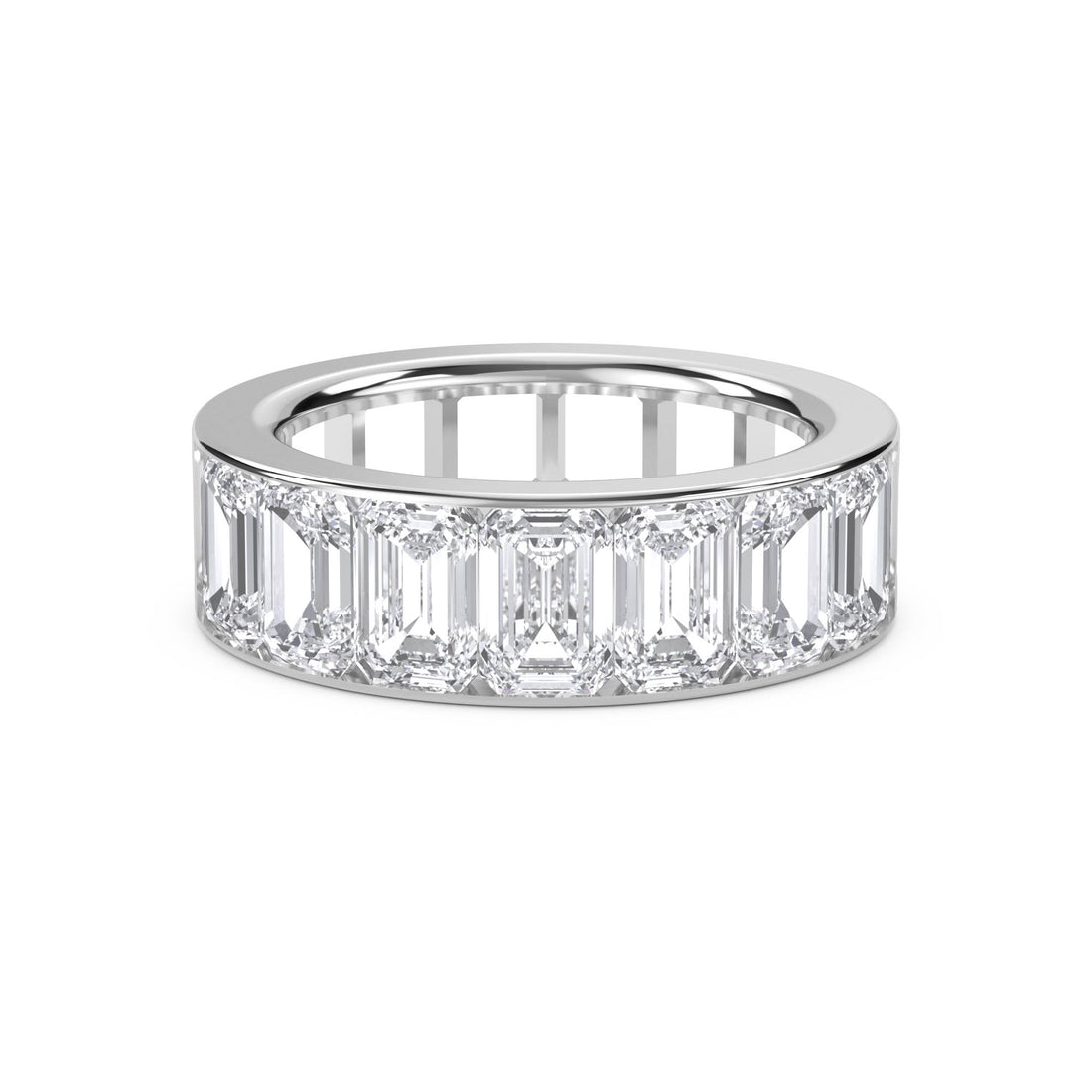 Emerald Cut Channel Set Men's Band (Silver)