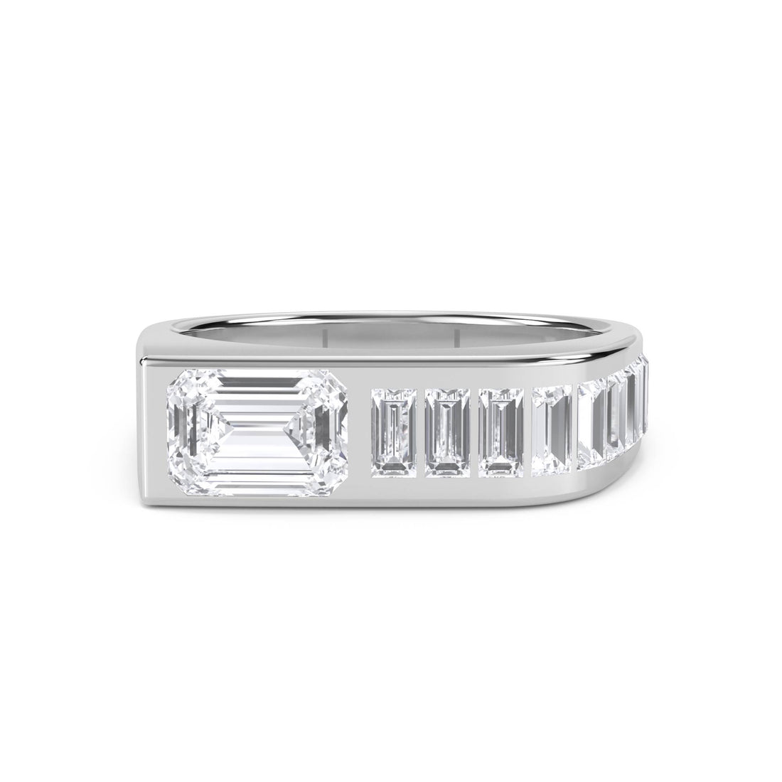 Emerald Baguette Signet Men's Ring (Silver)