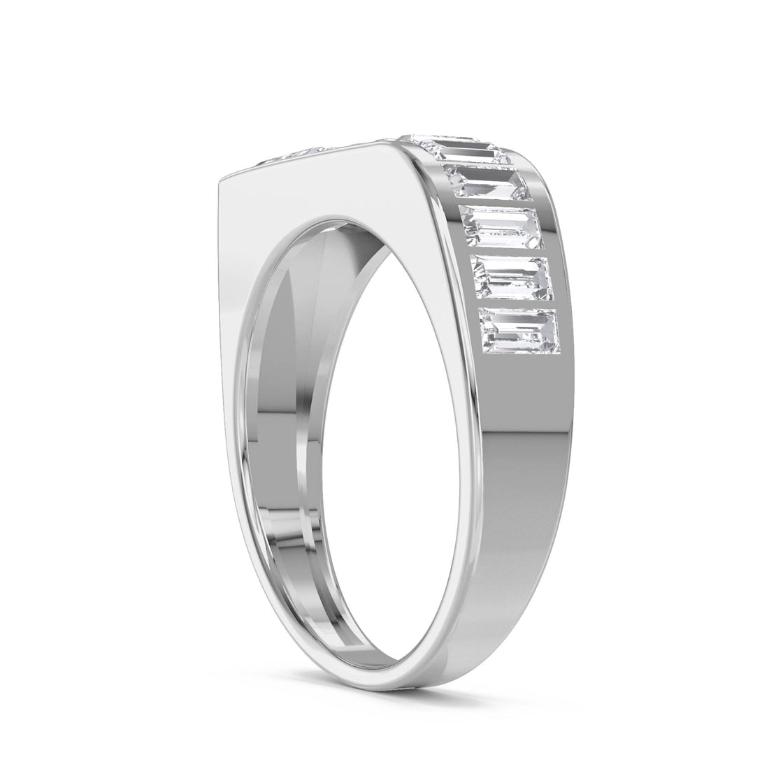 Emerald Baguette Signet Men's Ring (Silver)
