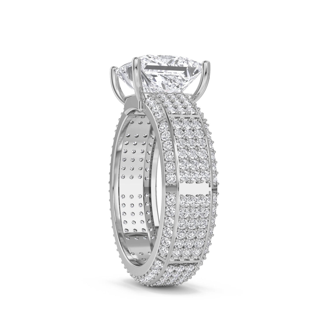 Princess Solitaire Pave Men's Ring (Silver)