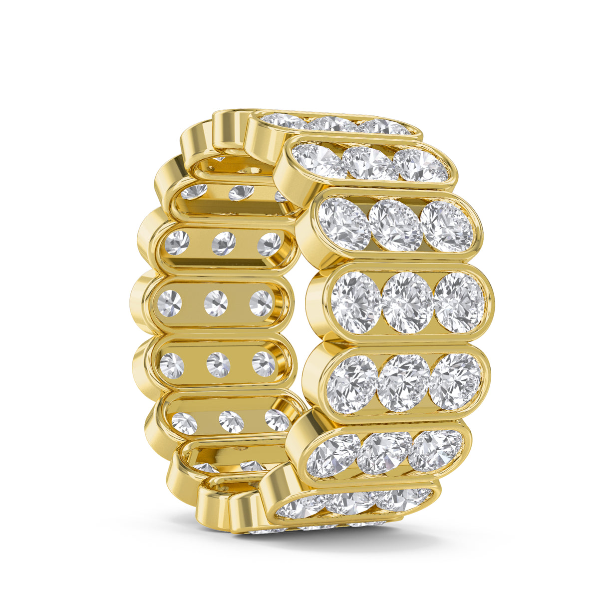 Triple Row Bezel Eternity Men's Band