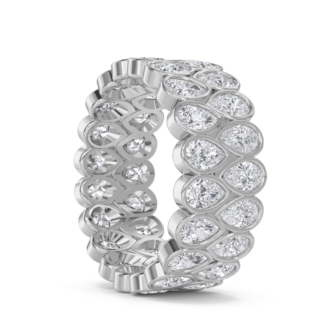 Pear Bezel Eternity Men's Band