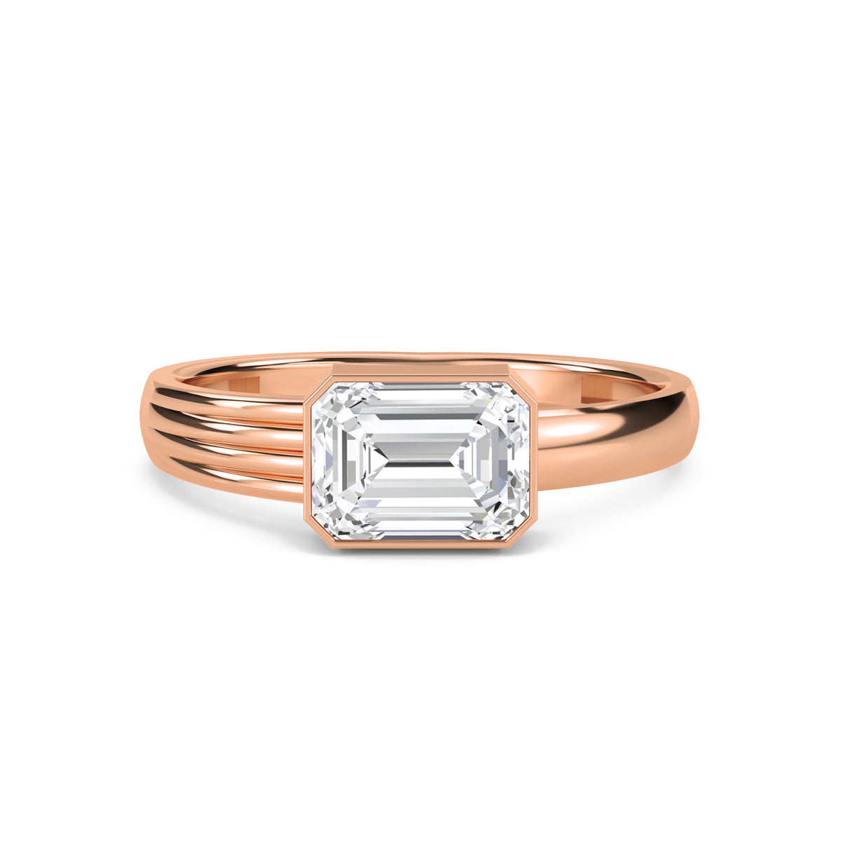 Emerald East-West Solitaire Men's Ring
