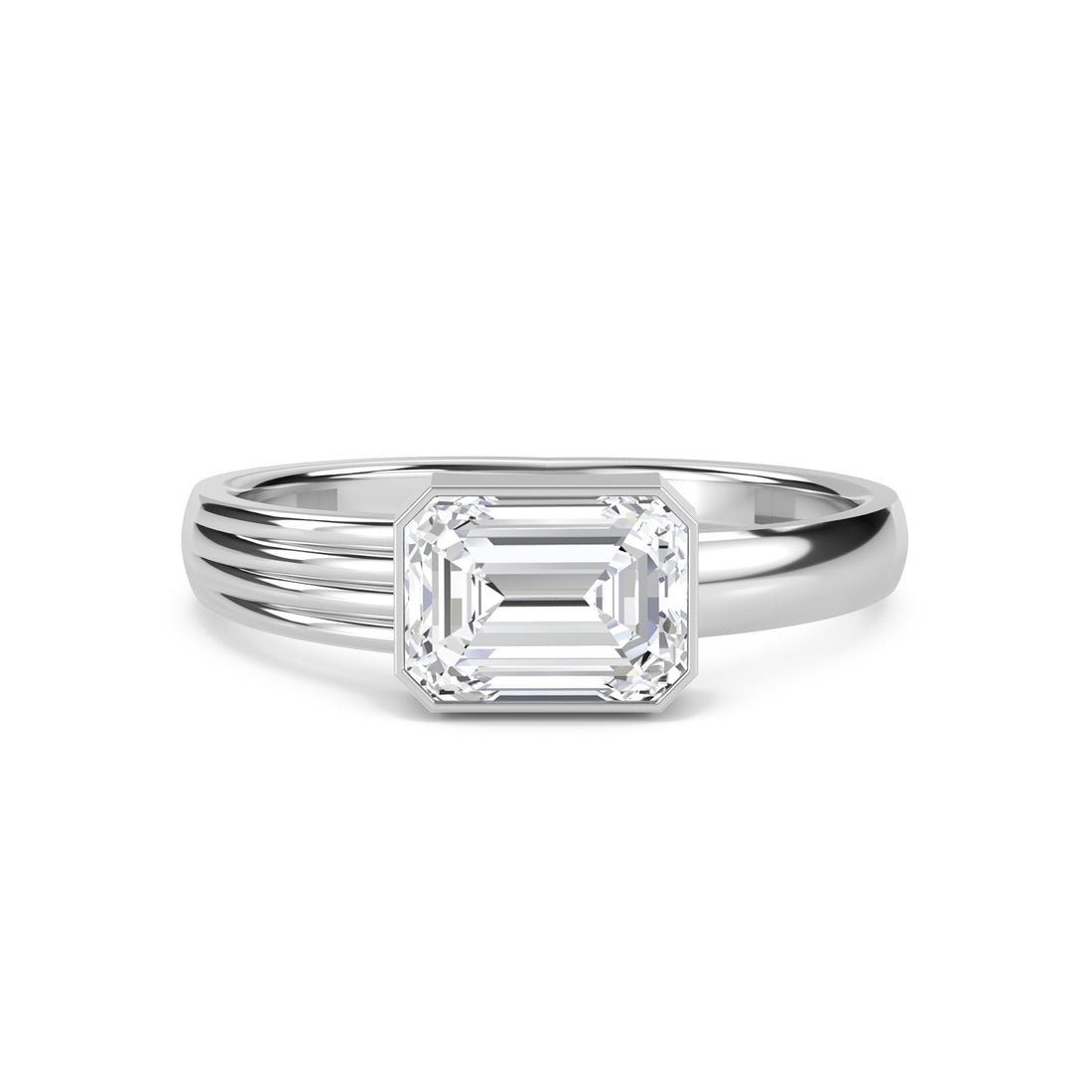 Emerald East-West Solitaire Men's Ring