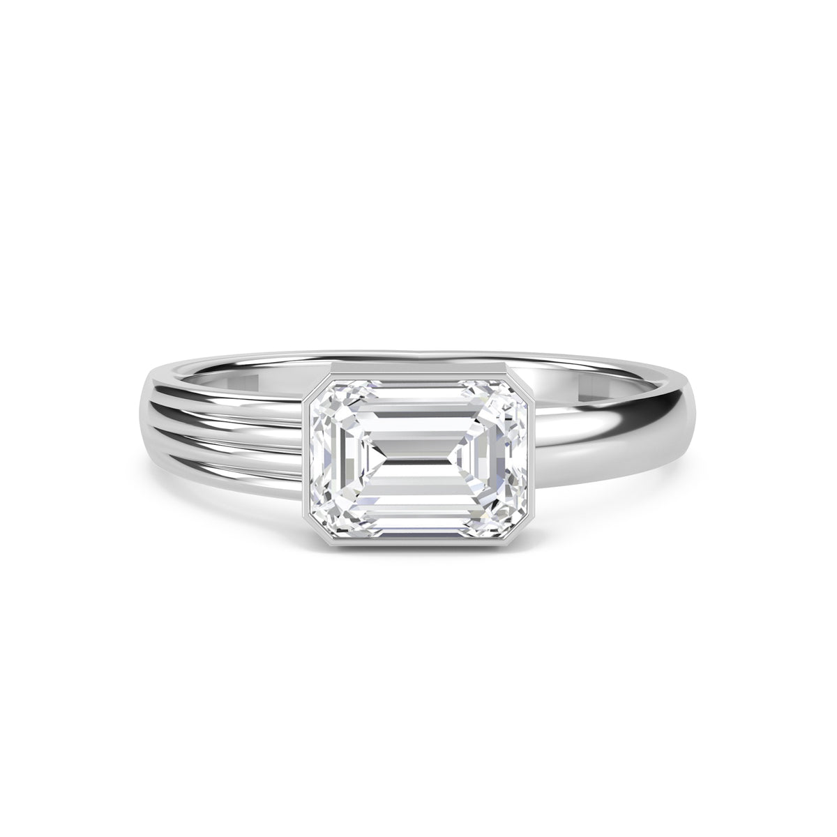 Emerald East-West Solitaire Men's Ring