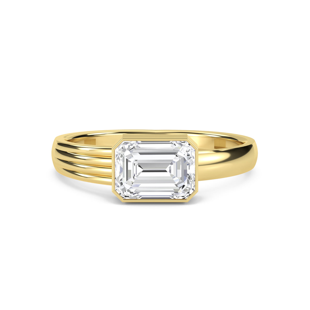 Emerald East-West Solitaire Men's Ring