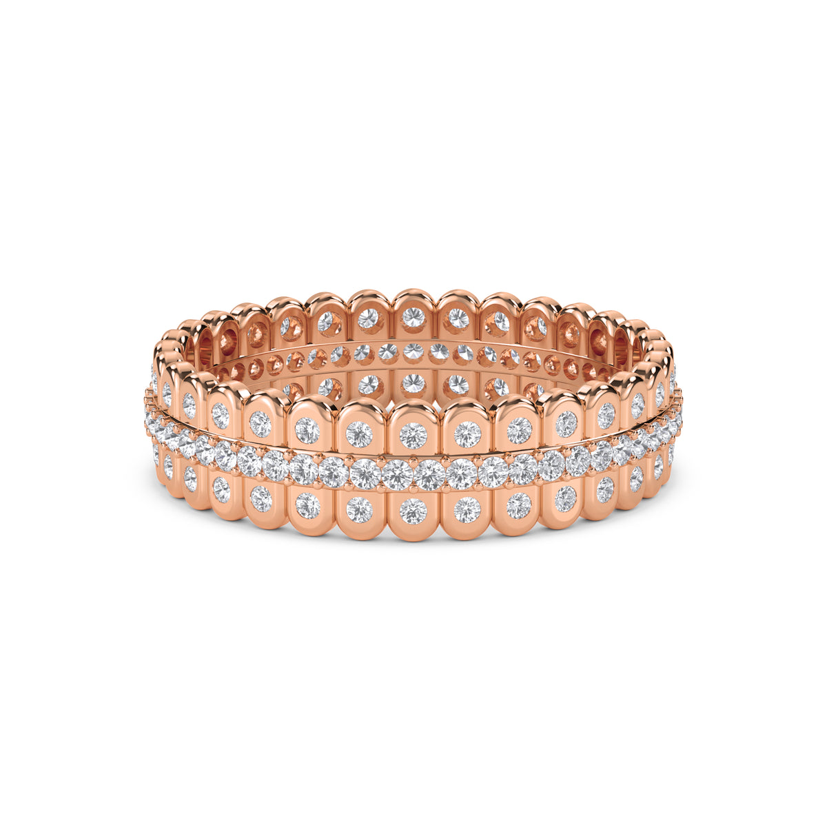 Scalloped Pave Eternity Men's Band