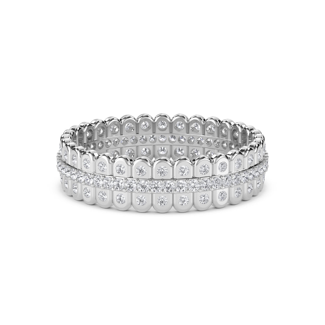Scalloped Pave Eternity Men's Band