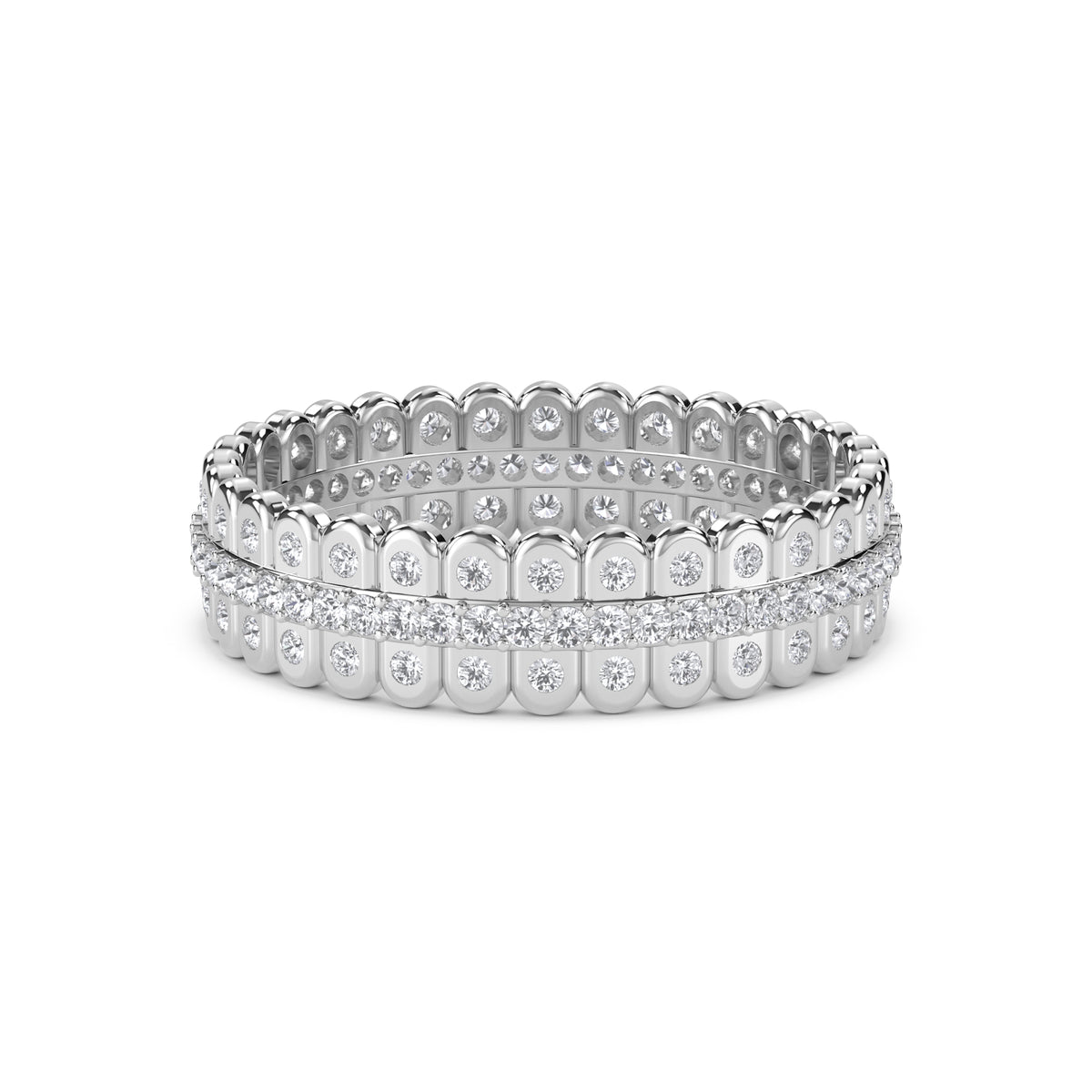 Scalloped Pave Eternity Men's Band