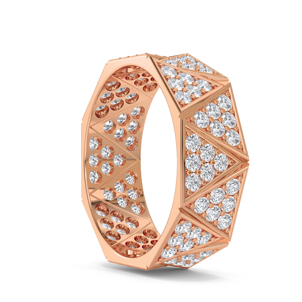 Triangle Pave Faceted Men's Band