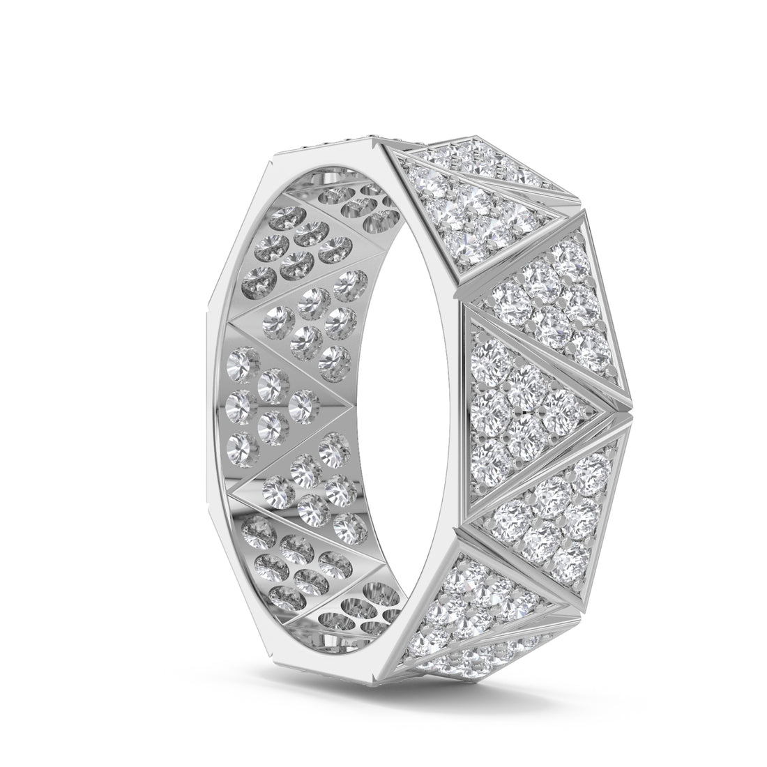 Triangle Pave Faceted Men's Band
