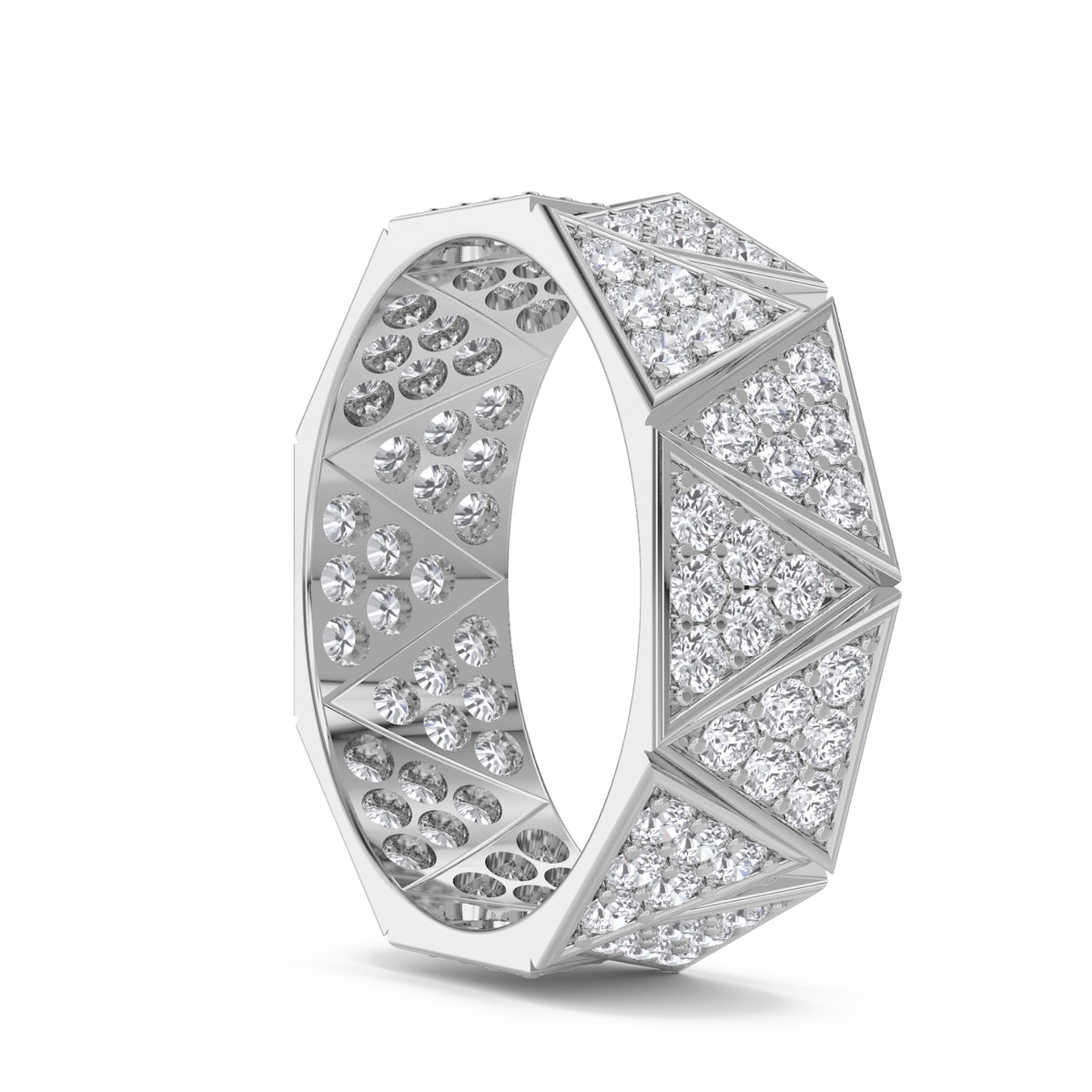 Triangle Pave Faceted Men's Band