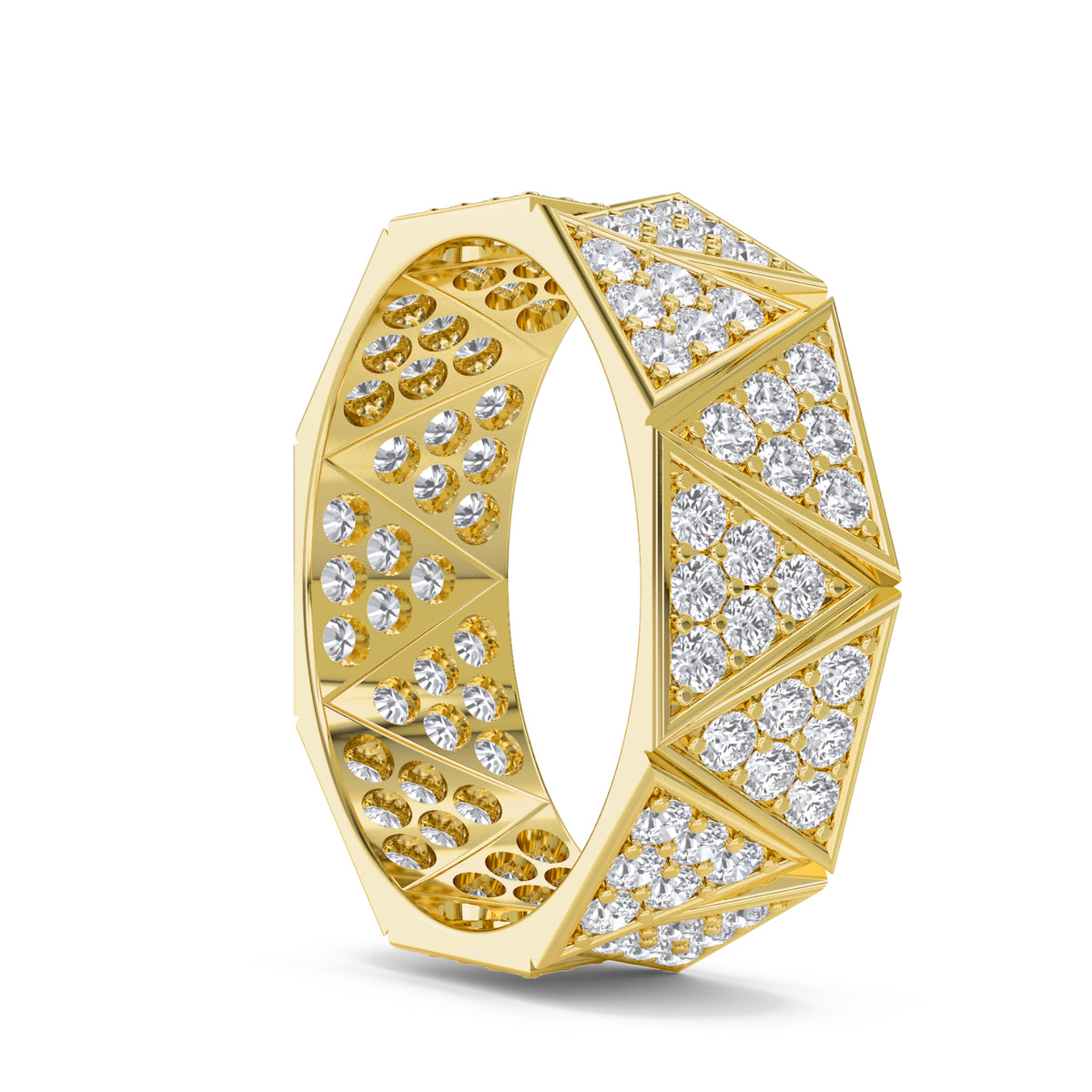 Triangle Pave Faceted Men's Band