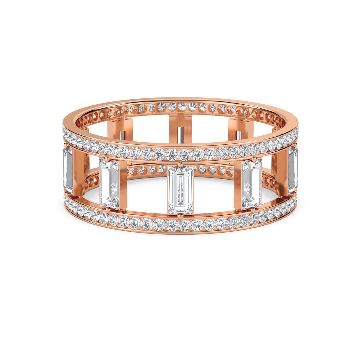 Baguette Bar Pave Men's Band
