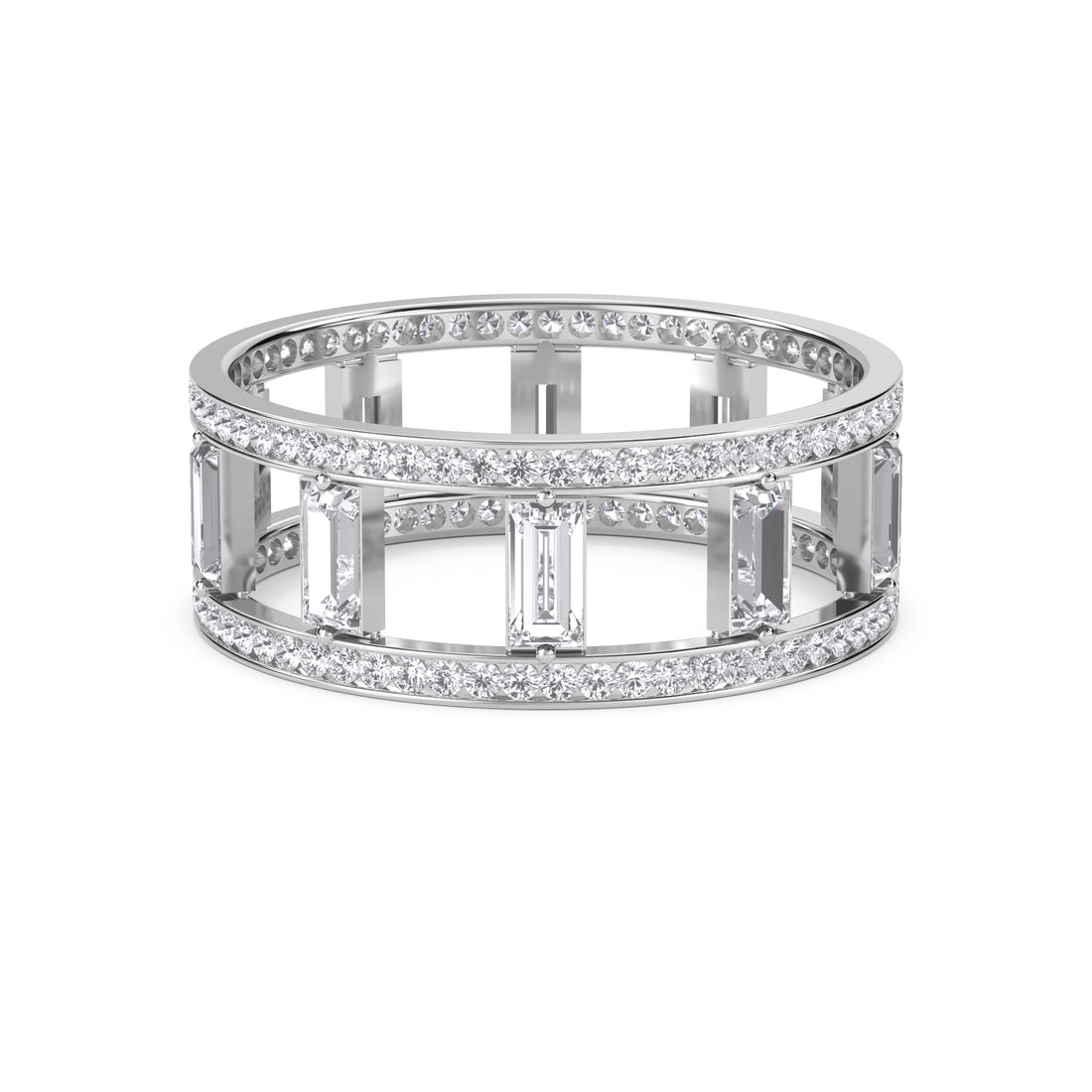 Baguette Bar Pave Men's Band