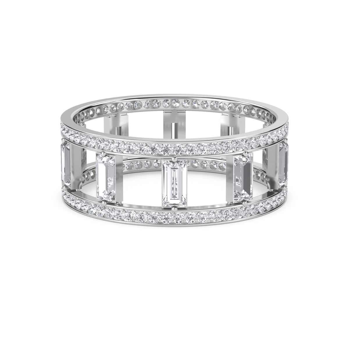 Baguette Bar Pave Men's Band