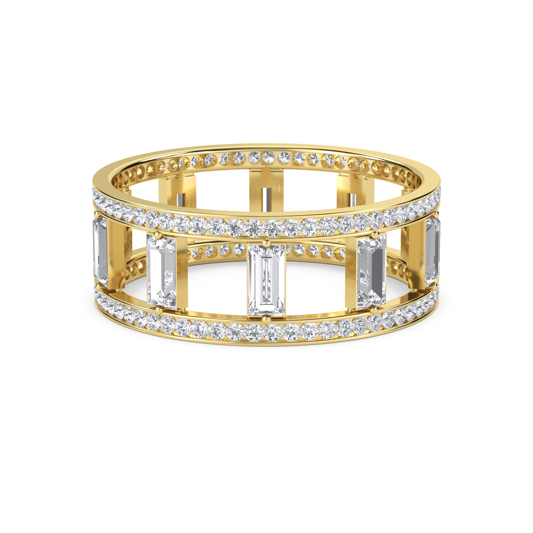 Baguette Bar Pave Men's Band