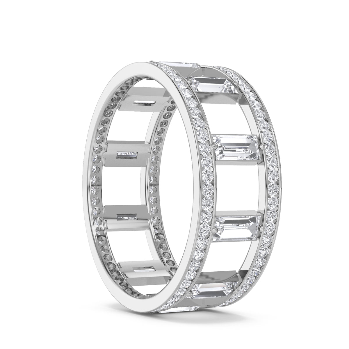 Baguette Bar Pave Men's Band