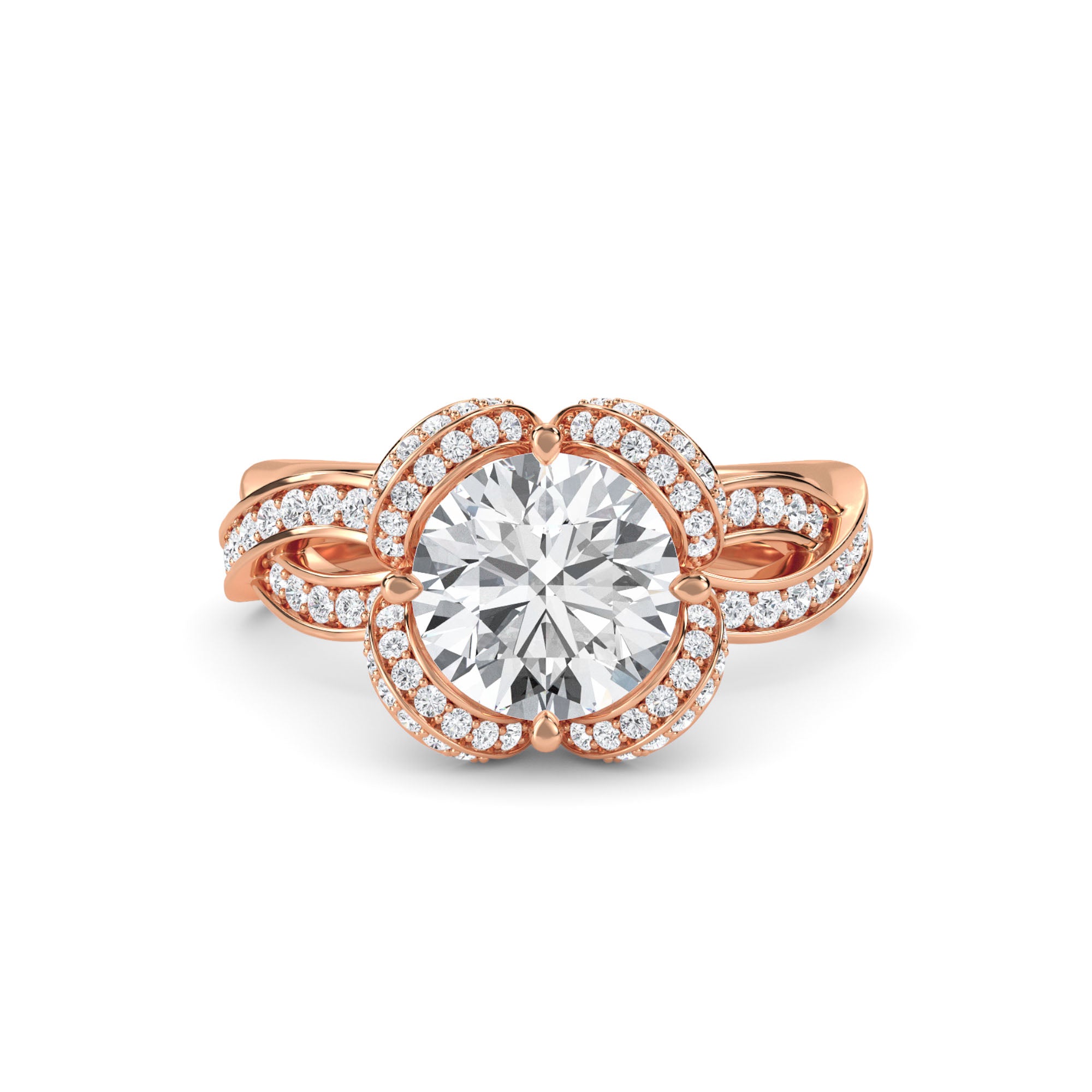Gleaming Twisted Band Diamond Ring