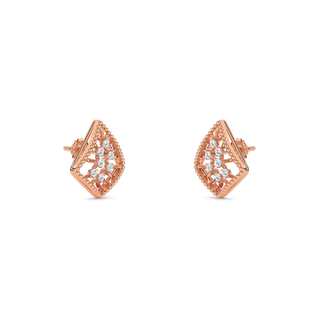 Kite Shape Diamond Grils Studs Earrings