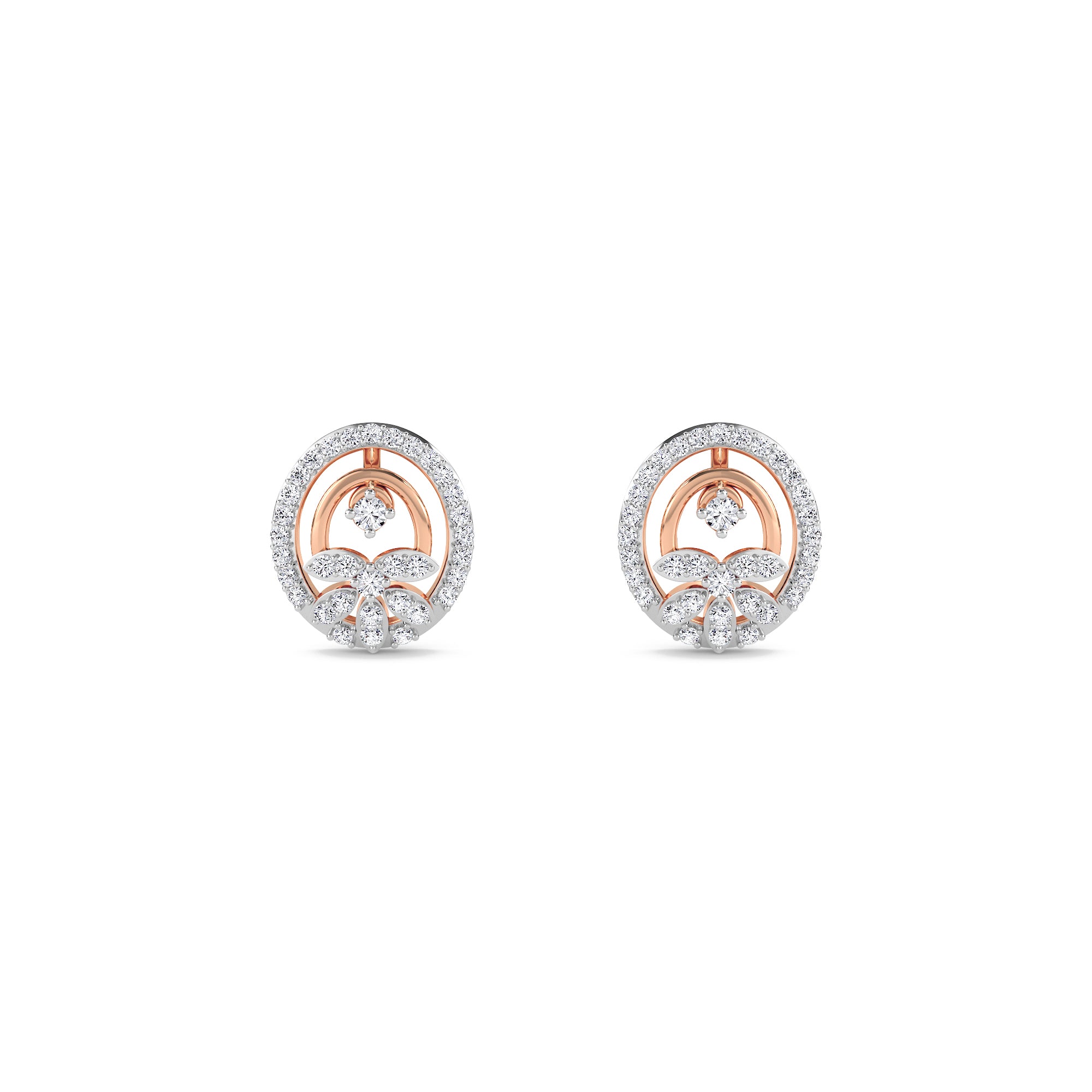 Stylish Round Diamond Swirl Grils Studs