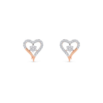 Lovely Herat Shaped Diamond Studs Earrings