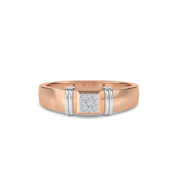 Princess Shape Diamond Cluster Two Tone Mens Ring
