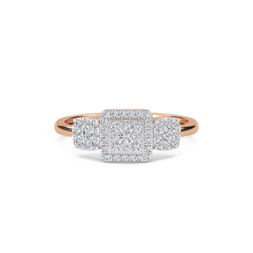 Modern Cluster Diamond Three Stone Style Ring
