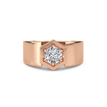 Forever One Round Diamond Hexagon Shape Mens Ring